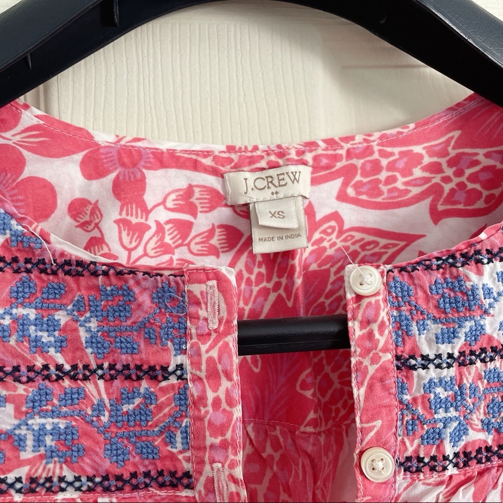 J. Crew pink floral embroidered top/ blouse